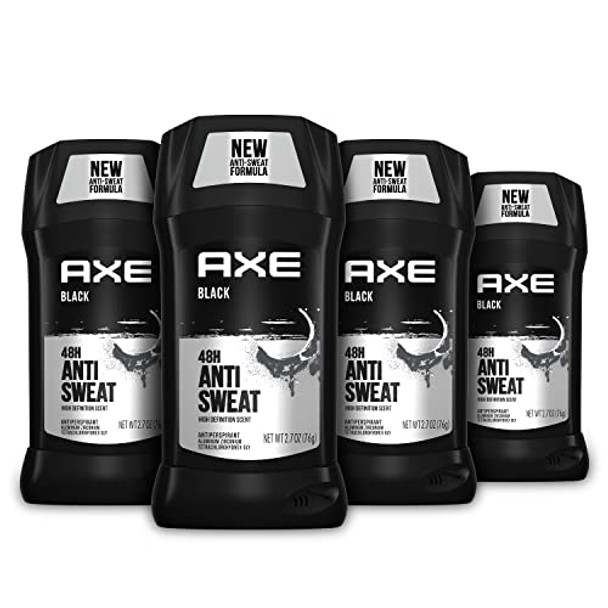 AXE Antiperspirant Stick For Men 48 Hour Sweat And Odor Protection For Long Lasting Freshness, Black Frozen Pear & Cedarwood Men's Deodorant 2.7 oz 4 Count