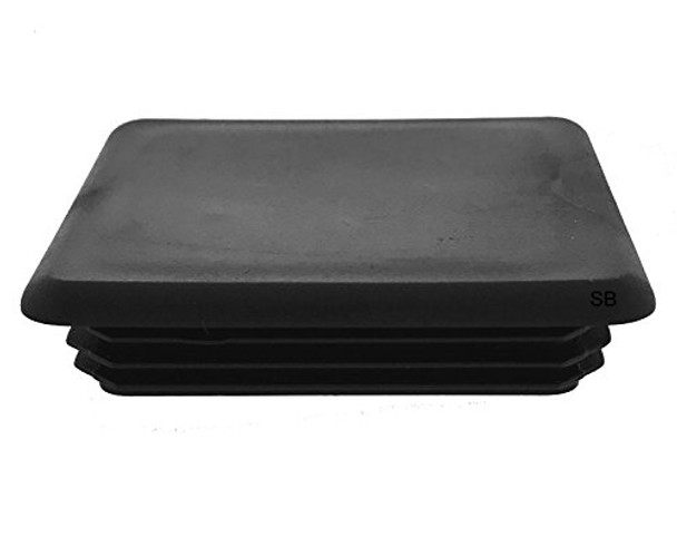 (Pack of 2) 3" Square Black Plastic Plug (3 Sq Inch) 3-7 Ga Plastic LDPE Flexible Ridges End Cap for Inside Dimensions 2.49" to 2.64". 3"x3" Fence Post Pipe. Tube Cover Insert Finishing Plug