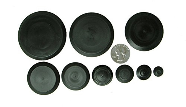 9 Piece Flush Mount Black Hole Plug Assortment for Auto Body and Sheet Metal