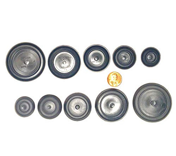 (Lot of 12) 5 Piece Black Rubber Plug for Flush Mount Body and Sheet Metal Holes | 1/2" (15 mm) to 1-1/2" (39 mm) 5 Popular Sizes | Ergonomic THERMOPLASTIC Flexible Santoprene Rubber Button Plugs