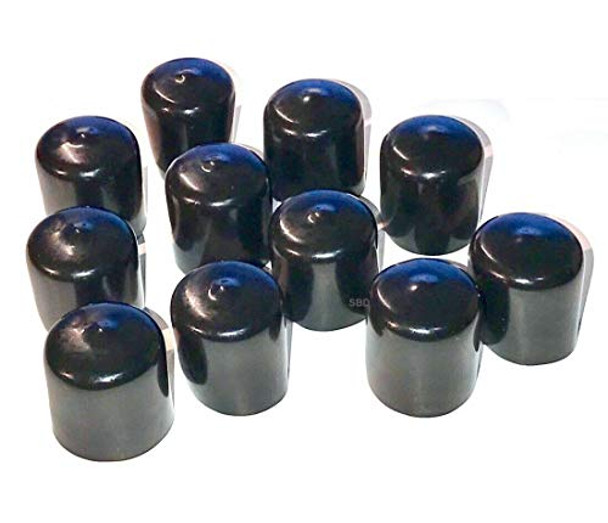 (Pack of 100) Caplugs 7/16" to 1/2" Round Black Vinyl Flexible End Cap Bolt Screw Rubber Thread Protector Safety Cover | for 0.4375 Inch Pipe Post Tubing Rod OD Cover - 1" Inside Height.
