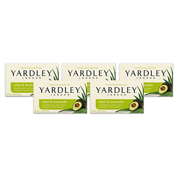 Yardley Bar Soap, Botanical Aloe & Avocado 4.25 Ounce (Pack of 5)