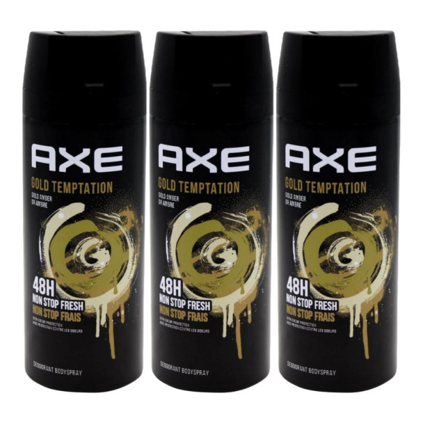 Axe Premium Fragrance Collection  Body Spray, 48H Odor Protection, Introducing  GOLD TEMPTATION-AMBERPK6