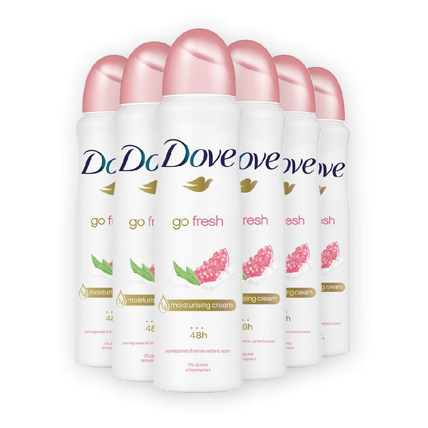 DOVE DEODORANT SPRAY 150 ML GO FRESH POMEGRANATE SCENT PK6