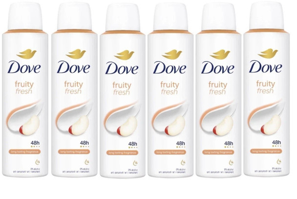 Dove Fruity Fresh Deodrant Spray New Long Lasting 150ml/ 5.0 Pk 6