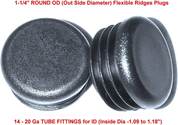 1 1/4" (1.25 Inch) OD Round GP (14-20 Gauge 1.09"-1.18" ID) Black FENCING Tubing Plug