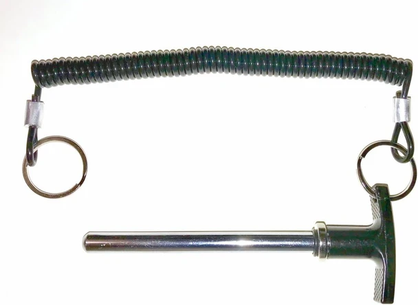 SBD's ( 3/8" X 2-1/2” ) Shaft Size Magnetic Steel Pin, Tensile Shaft w/Deluxe Al T Knob - w/Jumbo Lanyard Holder | Universal Weight Stack Pin | Detent Hitch Pin