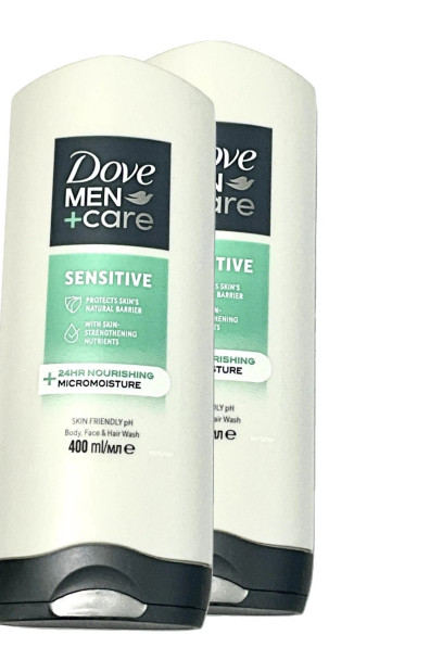 2x Dove Men + Care Sensitive Shield Body & Face Wash 13 fl oz/400 ml