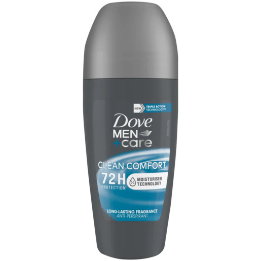 Dove Men+Care Clean Comfort Roll on Deodorant, Aluminum Free, For All Day Underarm Odor Protection 1.7 Fl Oz Each