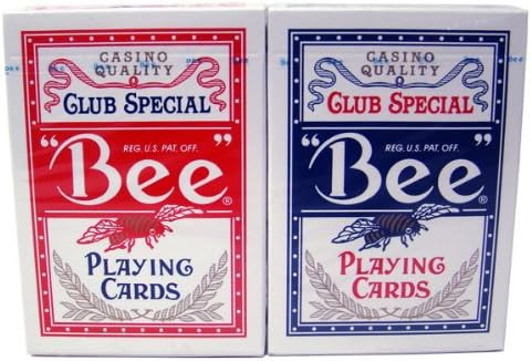Bicycle BEE Index Playing Cards Set of Large Print Poker Size Cards, Red & Blue Backs, for Easy Reading, Family Card Games, Classrooms