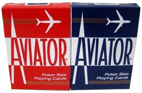 Aviator Index Playing Cards Set of Large Print Poker Size Cards, Red & Blue Backs, for Easy Reading