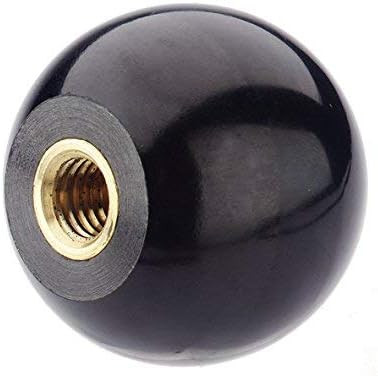 SBD's Black Phenolic ABS Plastic Ball Knob Female | 3/8"- 16 Thread Pitch 15/16"  Depth 1-3/8" Diameter, 1-1/2" Height w/Brass Coated Metal Insert  Heavy Duty 1.02 Oz