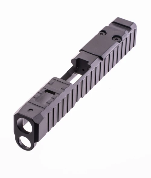 Desert Cat GLADIUS stripped slide for Glock 43/43X — angled view