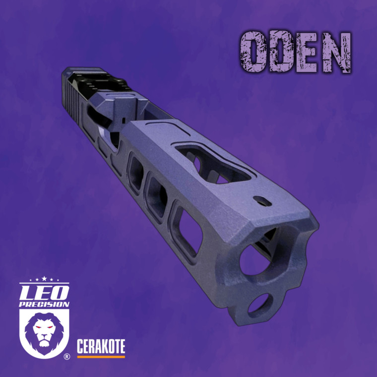 Leo Precision Oden Stripped for Glock 19 in Crushed Orchid Finish with Black Open RMR available at leoprecision.com