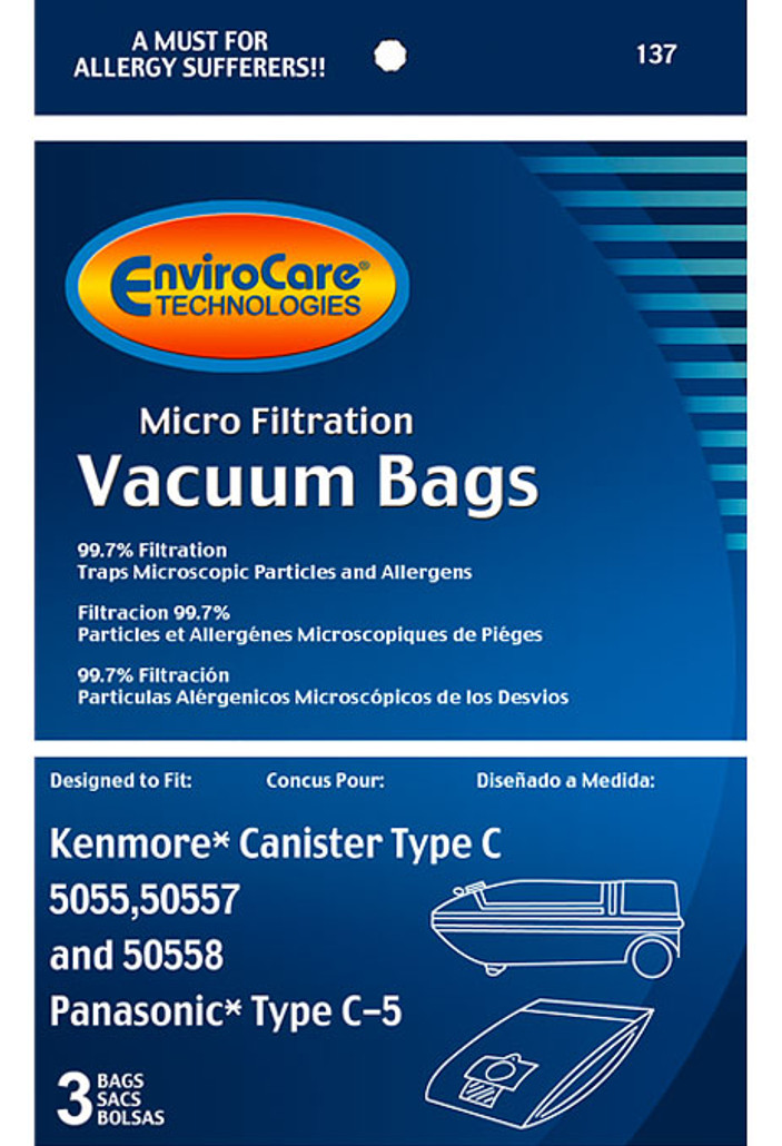 Sears Kenmore Vacuum Bags 50555055850557 Panasonic C5 Pkg Of 9 Bags  Canister  Vacuum bags Kenmore vacuum Kenmore