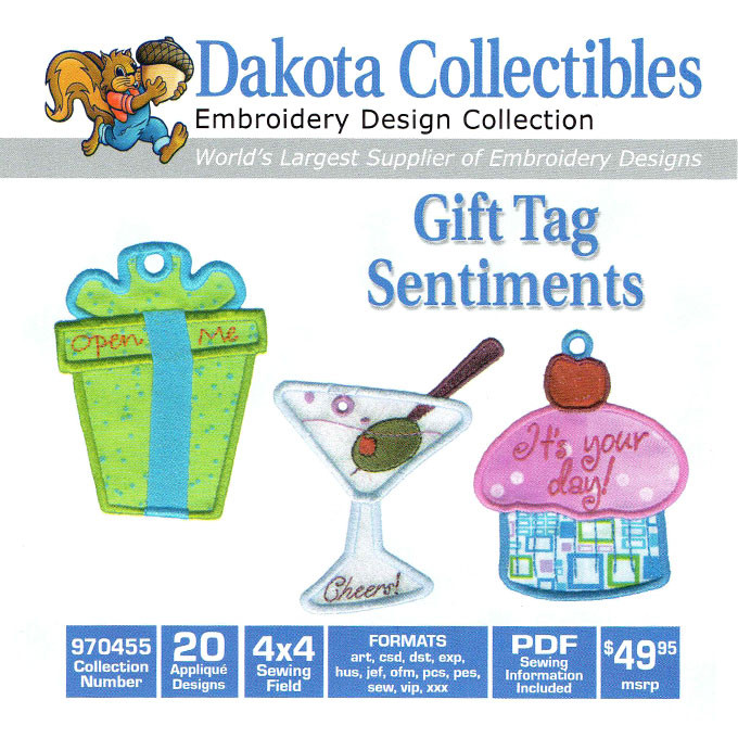 Dakota Collectibles Gift Tag Sentiments Embroidery Design CD