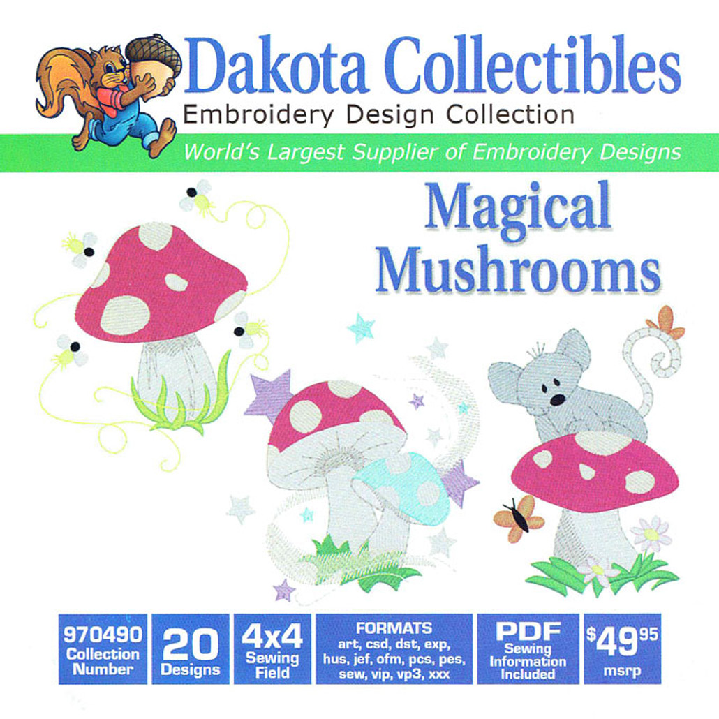 Dakota Collectibles Magical Mushrooms Embroidery Design CD