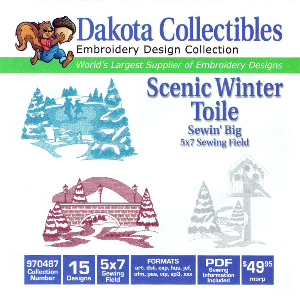 Dakota Collectibles Sewin' Big Scenic Winter Toile Embroidery Design CD