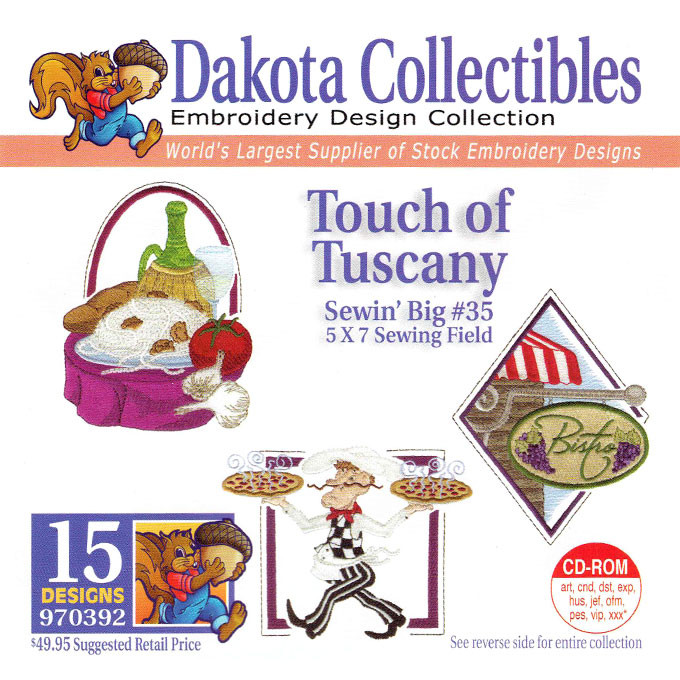 Dakota Collectibles Sewin' Big #35 Touch of Tuscany Embroidery Design CD