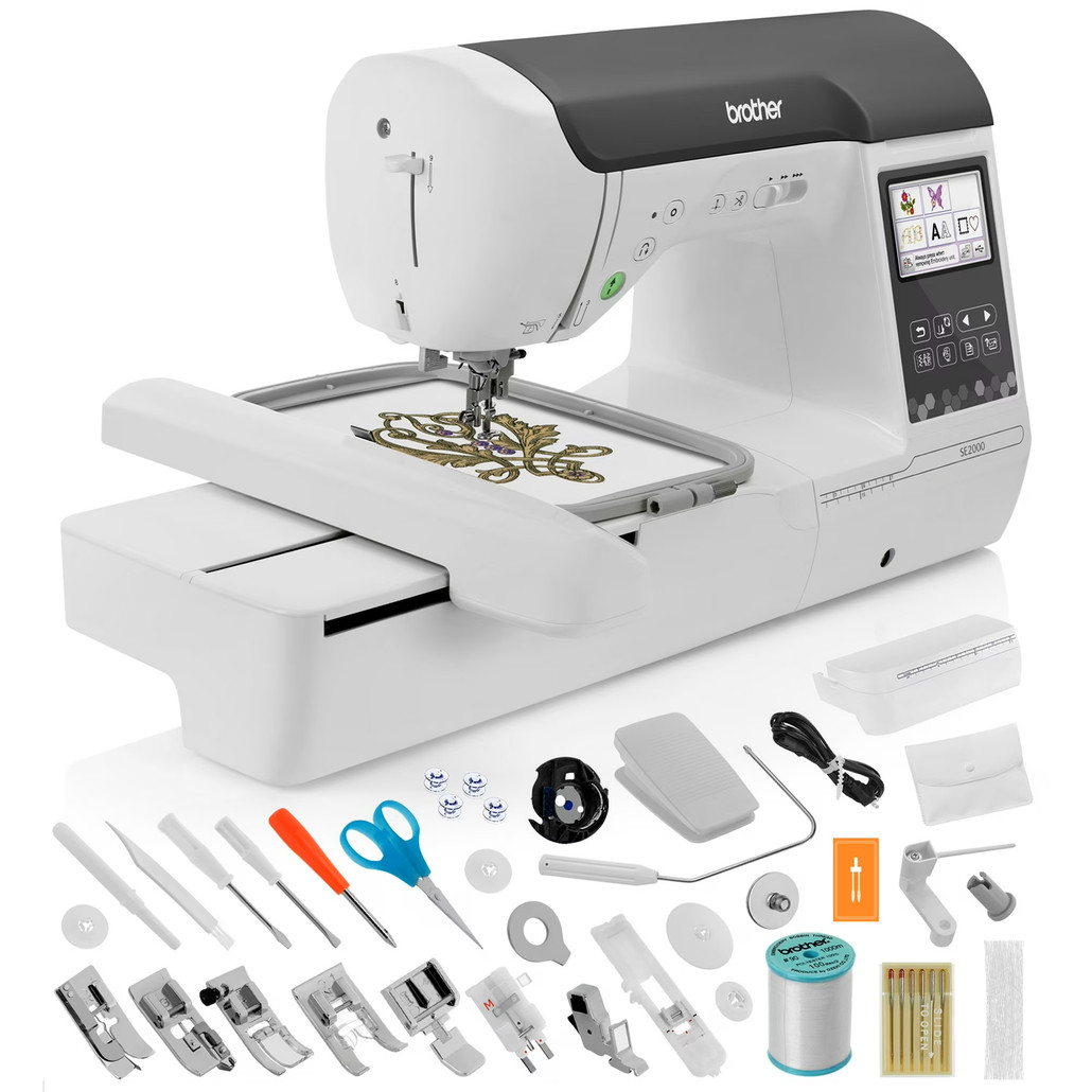 Brother SE2000 (SE 2000) 5" x 7" Field Size Sewing and Embroidery Machine - Cuts Jump Stitches, Wireless, WLAN / Optional Ultimate Embroidery Package 