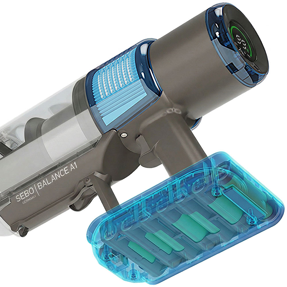 Sebo Balance A1 Cordless Lightweight Vacuum Cleaner with LED Display, Advanced Filtration, Electric Brush - Blue with FREE Shipping!