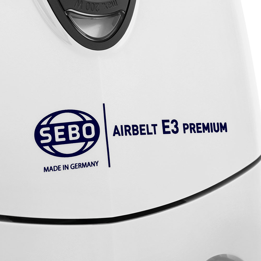 Sebo AIRBELT E3 Premium Canister Vacuum Cleaner White w/ ET-1 Electric Power Head + Parquet Floor Brush and FREE Overnight Delivery!