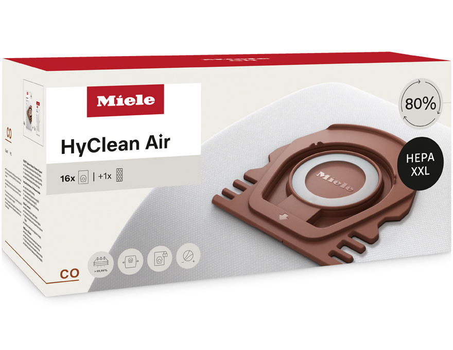 Miele CO Performace Pack includes 16 HyClean Air Vacuum Cleaner Bags and HEPA Filter