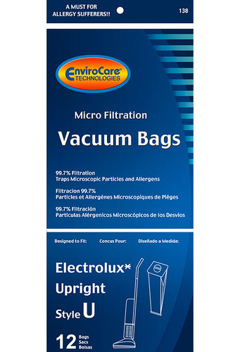 EnviroCare® Micro-Filtration Electrolux Discovery II, Discovery III, Prolux, Epic and Proteam Style U Upright Vacuum Cleaner Bags