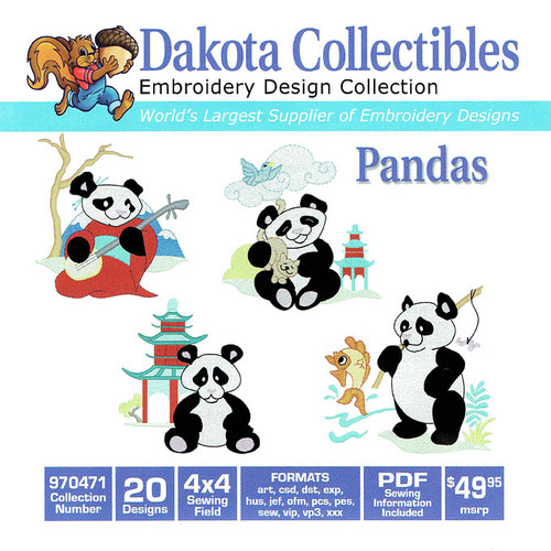 Dakota Collectibles Pandas Embroidery Design CD