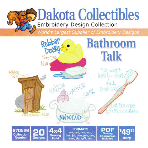 Dakota Collectibles Bathroom Talk Embroidery Design CD