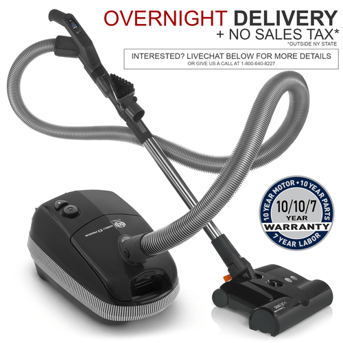 Sebo AIRBELT E3 Premium Canister Vacuum Cleaner Graphite w/ ET-1 Electric Power Head + Parquet Floor Brush and FREE Overnight Delivery!