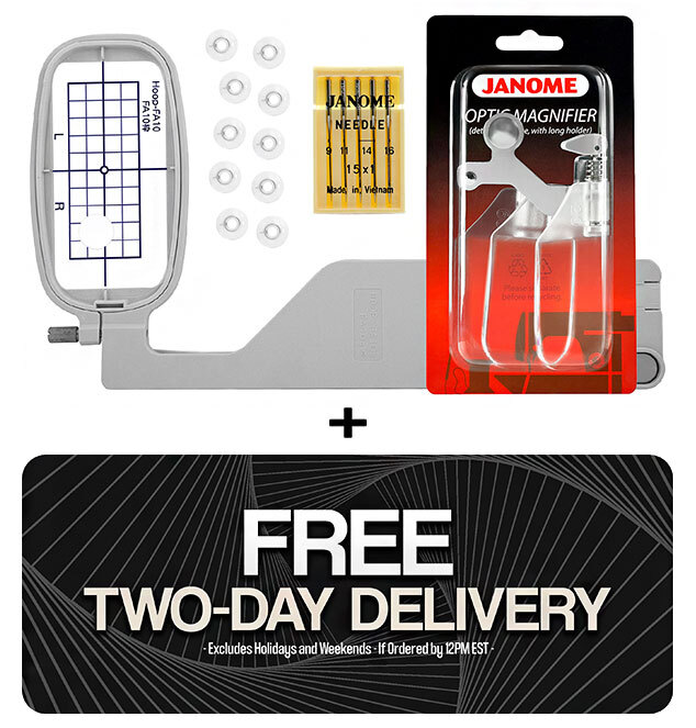 Janome Memory Craft 9850 Computerized Sewing Machine w/ FREE! 4-Piece V.I.P Reward Package and FREE! Next-Day Shipping Janome Memory Craft 9850 Computerized Sewing Machine w/ FREE! 4-Piece V.I.P Reward Package and FREE! Next-Day Shipping
