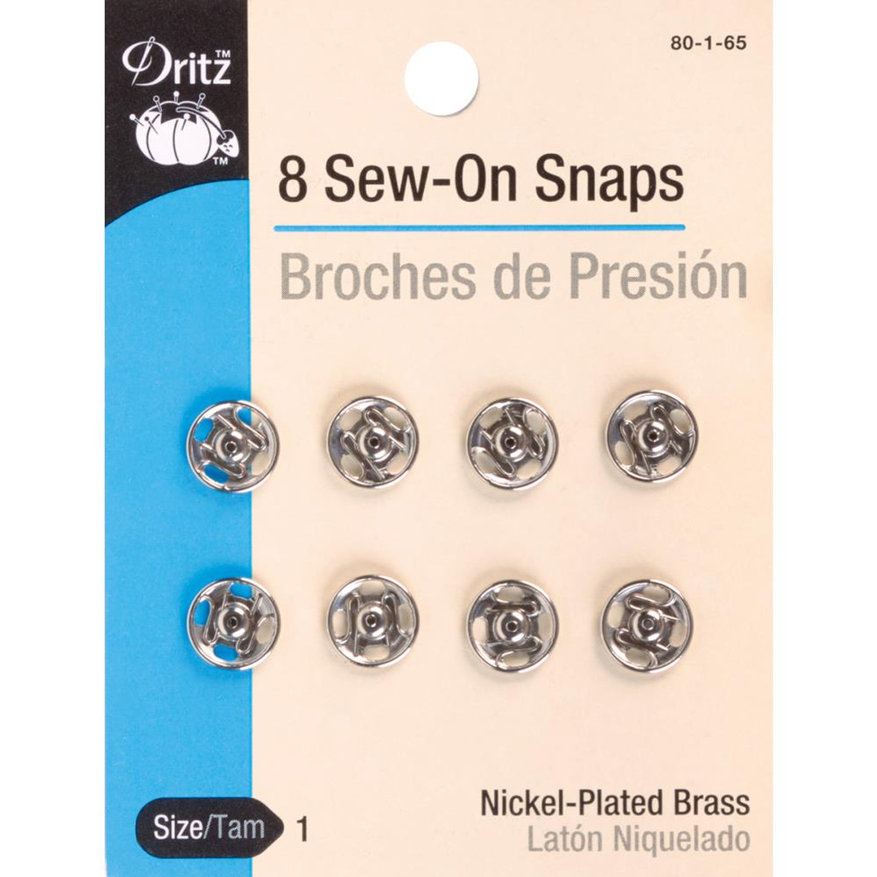 Nickel-Plated Brass Size 10 Sew-On Snaps 4/Pkg