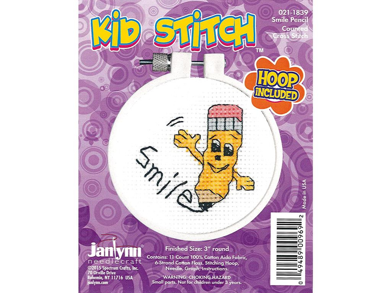 Janlynn Cross Stitch Kit Kid Stitch Smile Pencil