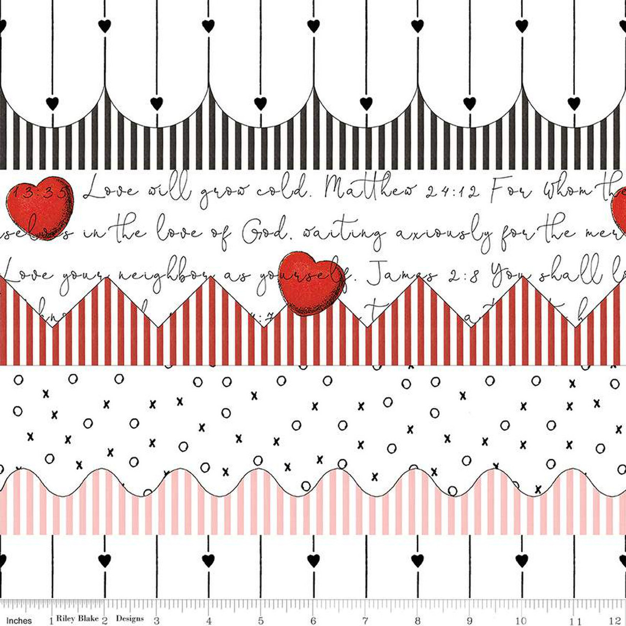 Riley Blake All My Heart Black Valentine Greeting Fabric