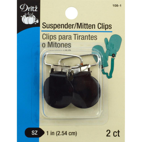 BLACK Suspender & Mitten Clips 2/Pkg