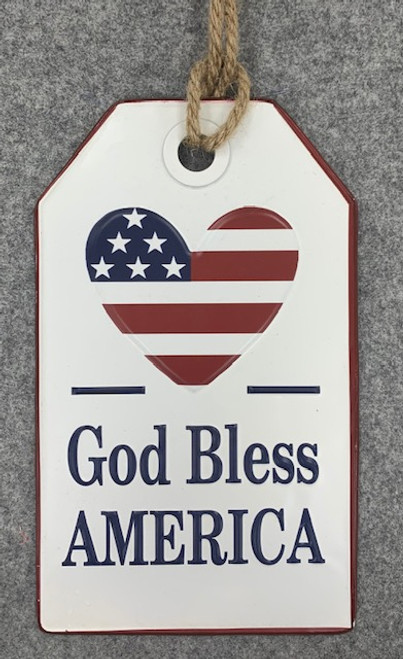 God Bless America Metal Wall Tag 7 x 12 IN