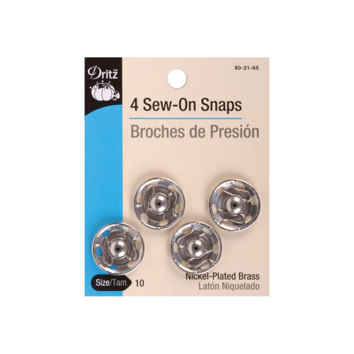 Nickel-Plated Brass Size 10 Sew-On Snaps 4/Pkg