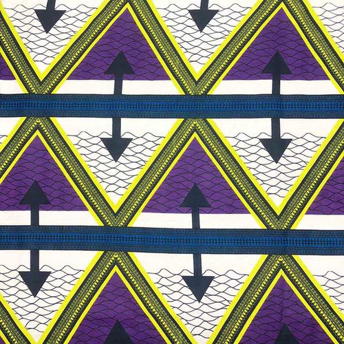 White Purple Yellow Blue Theme African Print