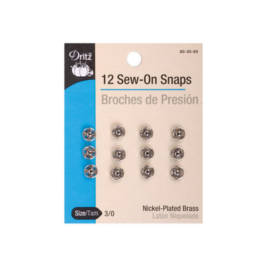 Nickel-Plated Brass Size 3/0 Sew-On Snaps 12/Pkg