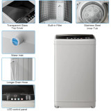 Full-Automatic Washing Machine, 2.5 Cu Ft Portable Washer with Drain Pump, 19LBS Automatic Washer Machine with 10 Wash Programs, LED Display, 8 Water Levels