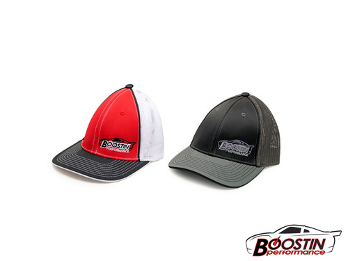 Boostin Performance Fitted Trucker Style Hat (Red/White or Black/Gray)