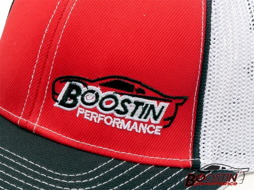 Boostin Performance Fitted Trucker Style Hat (Red/White)