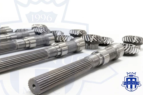 Magnus Motorsports Forged Transfer Case Output Shaft With (replaceable) Spiral Bevel Gears  (DSM/Evo 1-3)