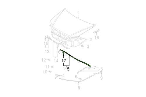 OEM Mitsubishi Hood Weather Stripping - Rear (Evo 8/9)
