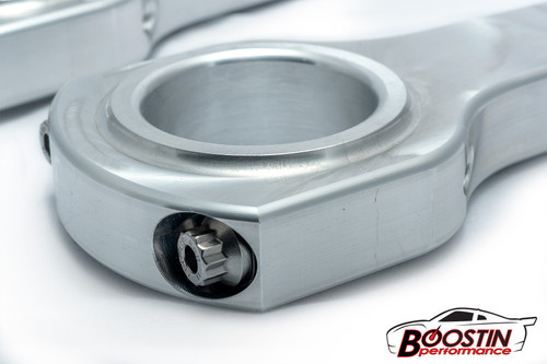Boostin Performance 1,500+WHP Red Demon Spec R&R Aluminum Connecting Rods (DSM/Evo)
As with all R & R Racing Products connecting rods, the material has been ultrasonically tested, bores are precision honed to standards, mating surfaces are standard or circle-loc™ serrated for super-strength and a perfect cap to rod alignment, and all corners are blended to eliminate stress risers. Boostin Performance 1,500+WHP Red Demon Spec R&R Aluminum Connecting Rods (DSM/Evo)
As with all R & R Racing Products connecting rods, the material has been ultrasonically tested, bores are precision honed to standards, mating surfaces are standard or circle-loc™ serrated for super-strength and a perfect cap to rod alignment, and all corners are blended to eliminate stress risers.