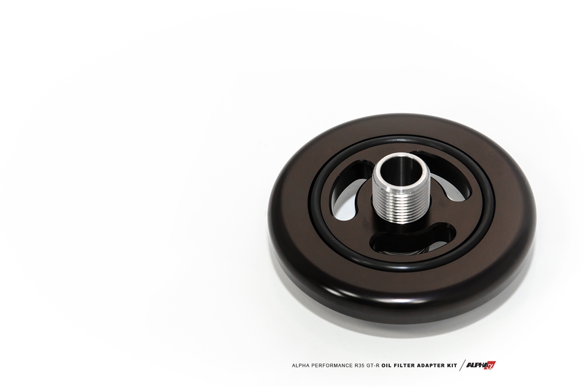 Adapts R35 Gt R Filter Adapter - Alpha Performance Race Oil Filter Adapter (R35 GT-R ...