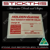 Holdenwise Service Lube Decal 80's-90's - Engine, Radiator Coolant and Brake Label Kit