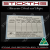 Tyre Placard - VS Maloo III (Series 3) - 10B-970504