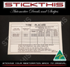 Tyre Placard - VN SV5000 and VQ SV90 - 22B-121904